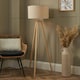 image 2 of BHS Keeley Wooden Tripod Floor Lamp | Brown | Oak | 1