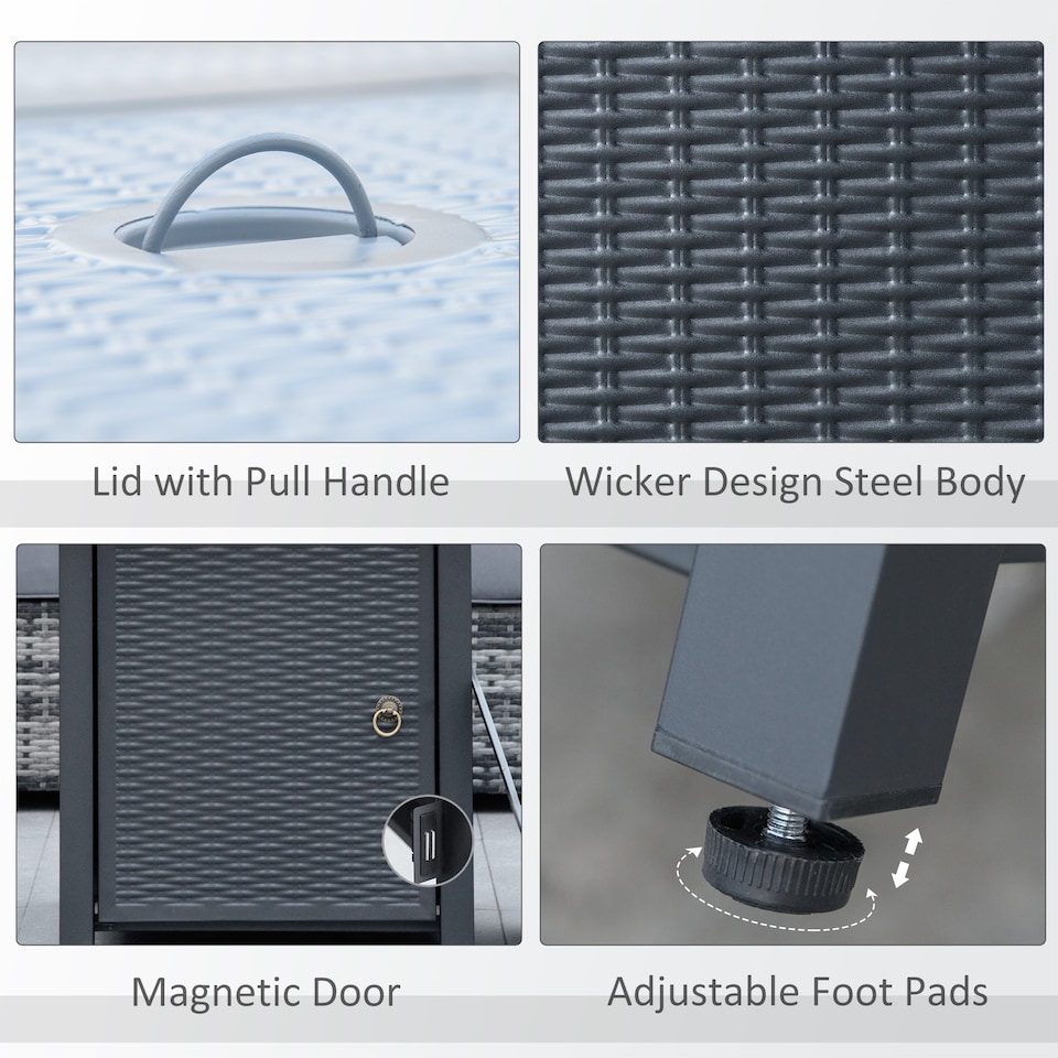 image 1 of Outsunny Square Propane Gas Fire Pit Table, 40000 BTU Rattan Smokeless Firepit Patio Heater with Lava Rocks and Lid, 71cm x 71cm x 62cm, Black