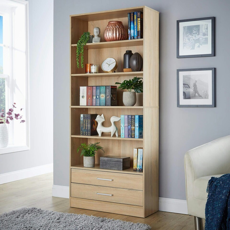 image 1 of Bookcase Display Shelf Freestanding Book Storage Unit Home Living Room Furniture White