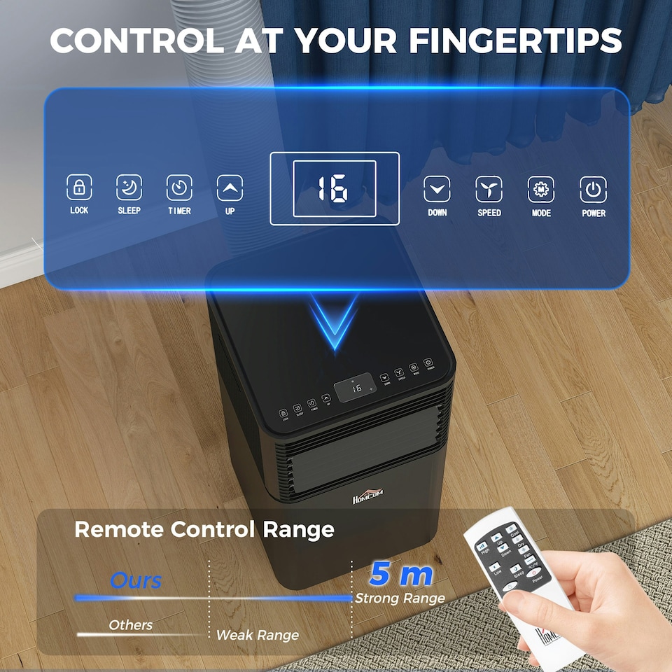 image 1 of HOMCOM 8000 BTU Portable Air Conditioner 4 Modes LED Display Timer Home Office