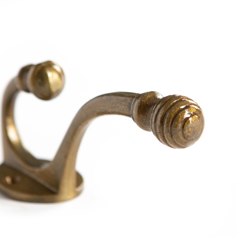 image 1 of Hammer & Tongs Ball End Hat & Coat Hook - W35mm x H135mm - Brass