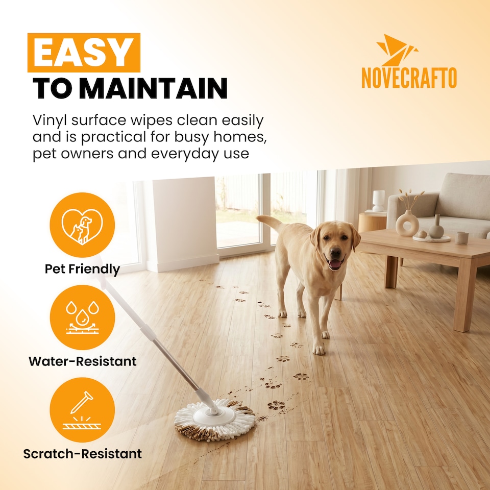 image 1 of NOVECRAFTO Self Adhesive Floor Planks | 36x5.98in (91.4x15.2cm) Each | Peel & Stick Vinyl Flooring | Honey Drift Timber Effect | Waterproof DIY Tiles | Brown | 4.17 sqm
