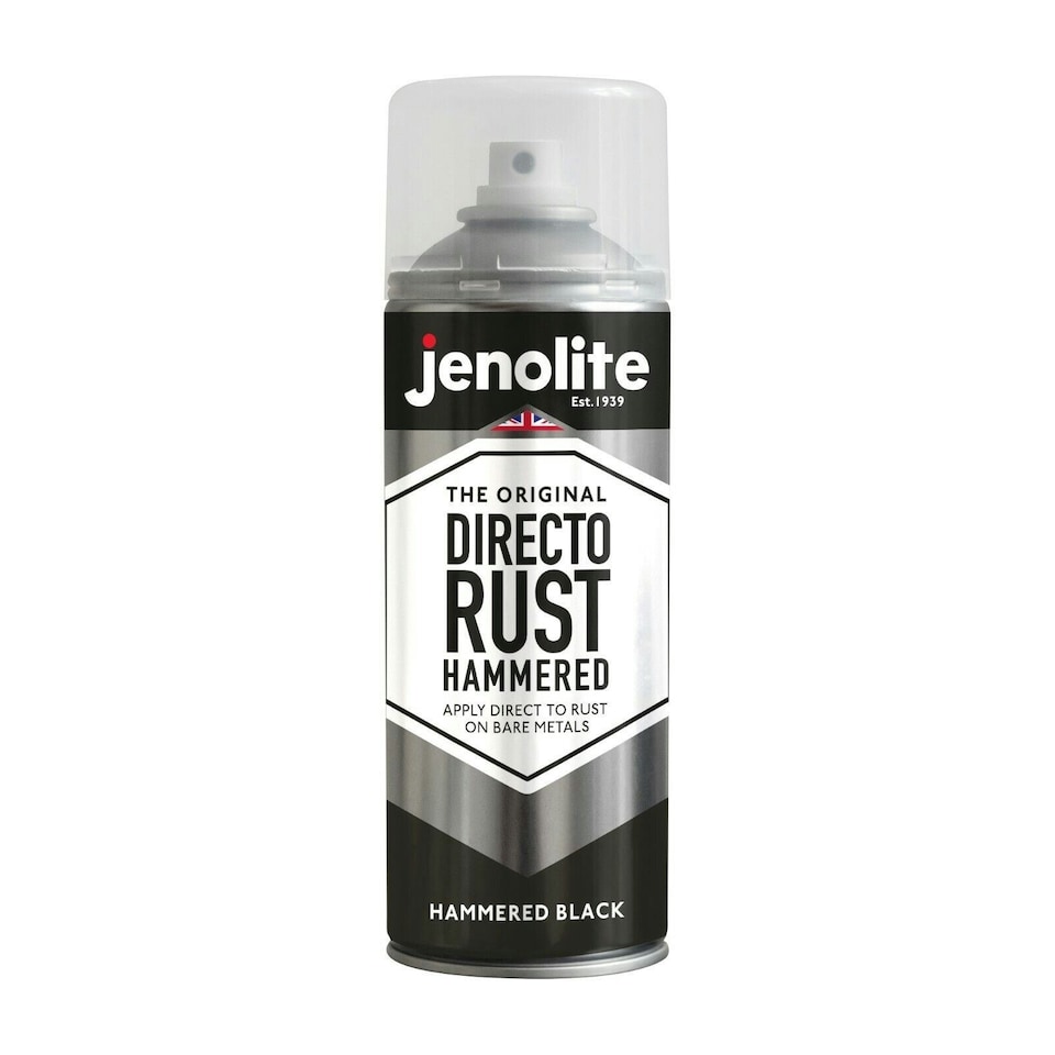 image 1 of Jenolite Directorust Hammered All-In-One Multi-Surface Paint - Black - 400ml Spray Can - 3-Pack