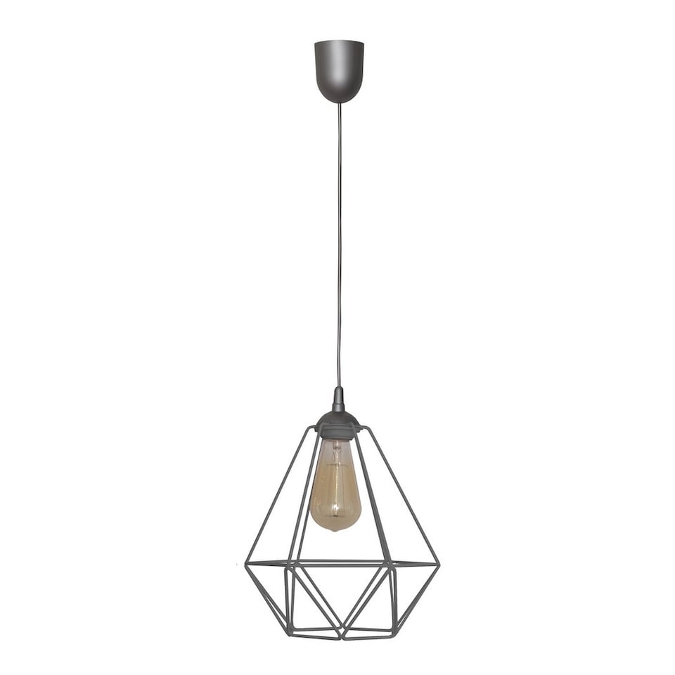 Karo Wire Frame Pendant Ceiling Light Grey 24cm