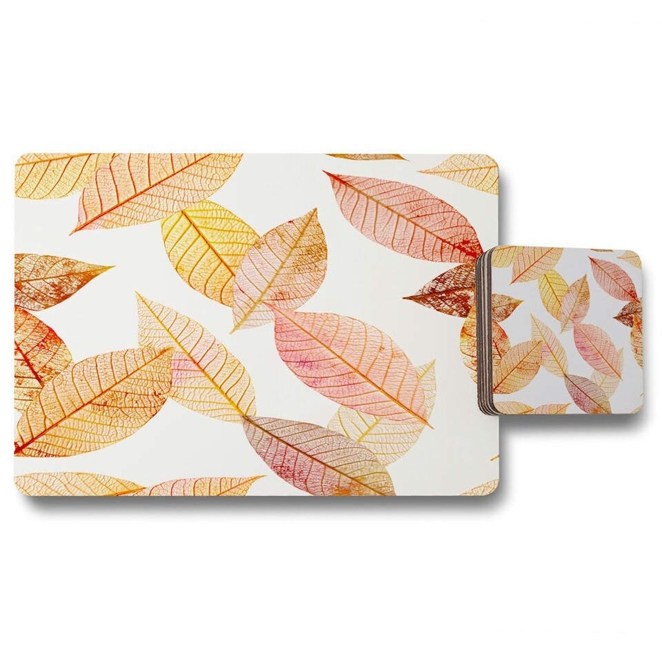 image 1 of Autumn toned skeleton leaves (Placemat & Coaster Set)
