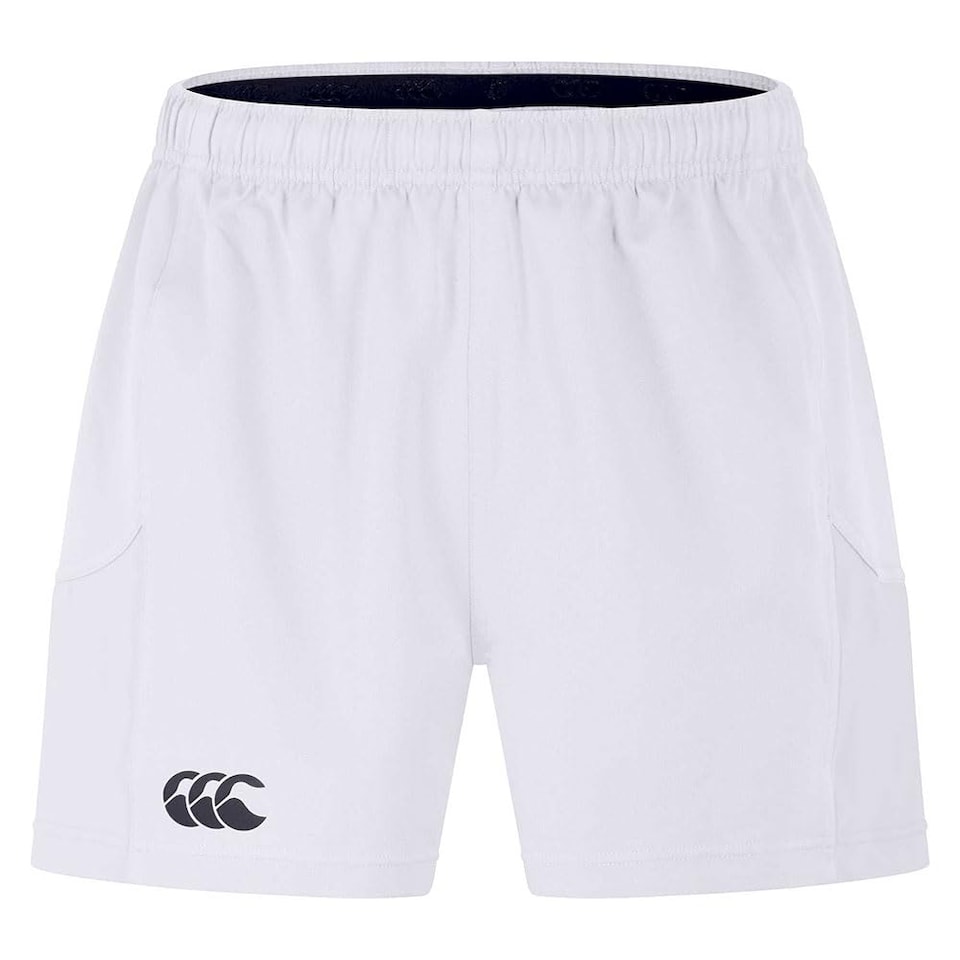 image 1 of Canterbury Men's Advantage Rugby Shorts 2.0 | Elasticated Waist | Ccc Logo Gym Shorts, White, L