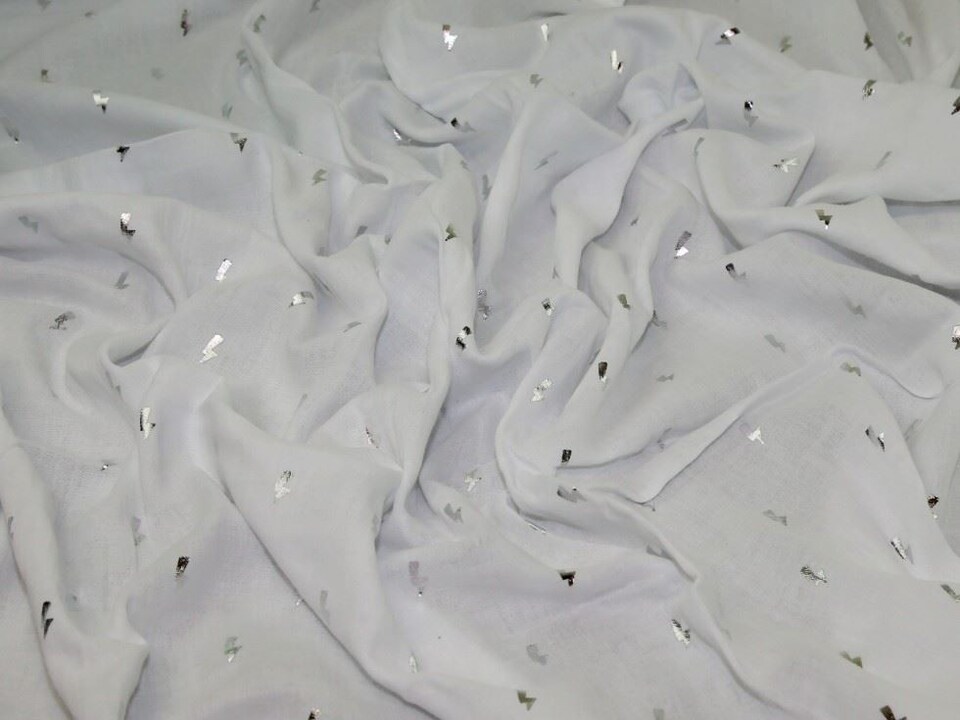 White Foil Cotton Double Gauze Fabric for Dressmaking, 135cm / 53" Wide - per metre