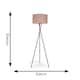 image 3 of ValueLights Camden Black Tripod Floor Lamp with Blush Pink Shade Pink