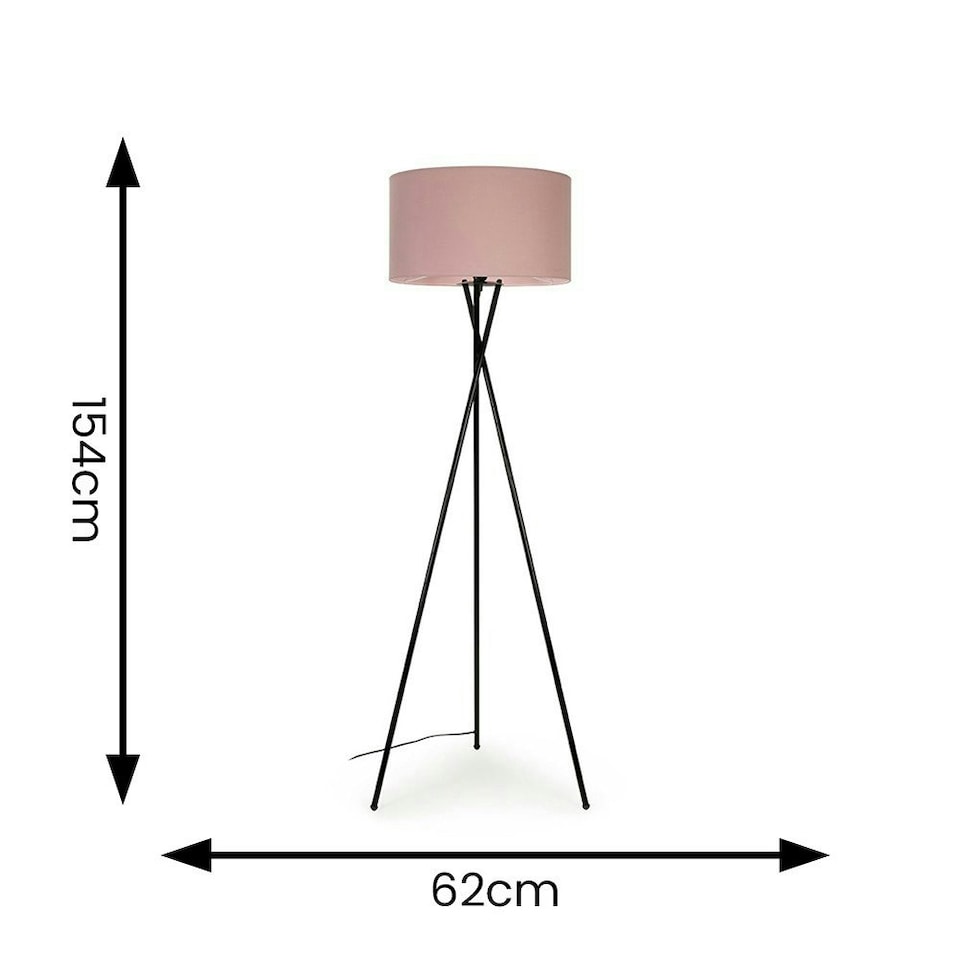 image 1 of ValueLights Camden Black Tripod Floor Lamp with Blush Pink Shade Pink