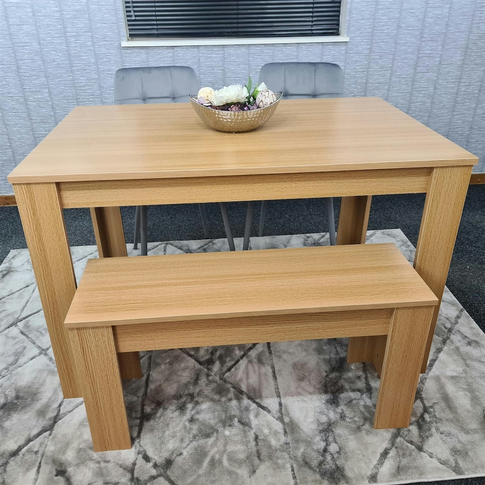 image 1 of Dining Table Set with 2 Chairs Dining Room and Kitchen table set of 2, and Benches Grey