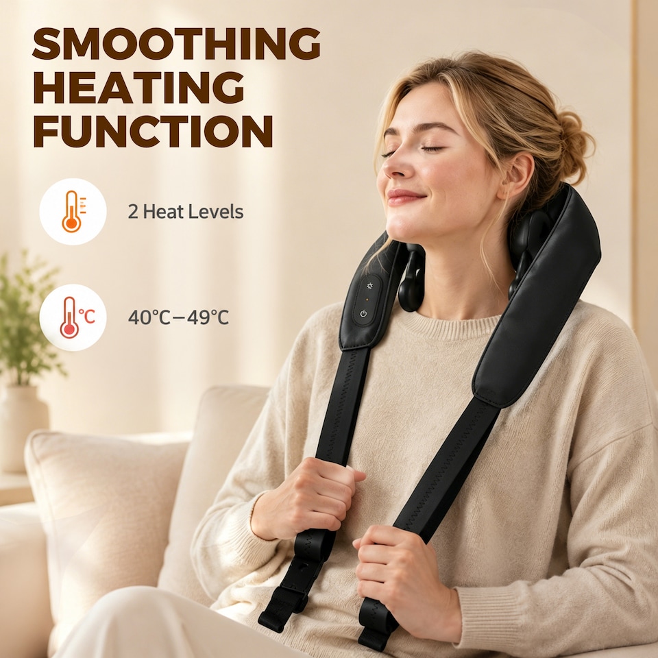 image 1 of HOMCOM Cordless Neck Massager with Heat, 4D Shiatsu Shoulder Massager