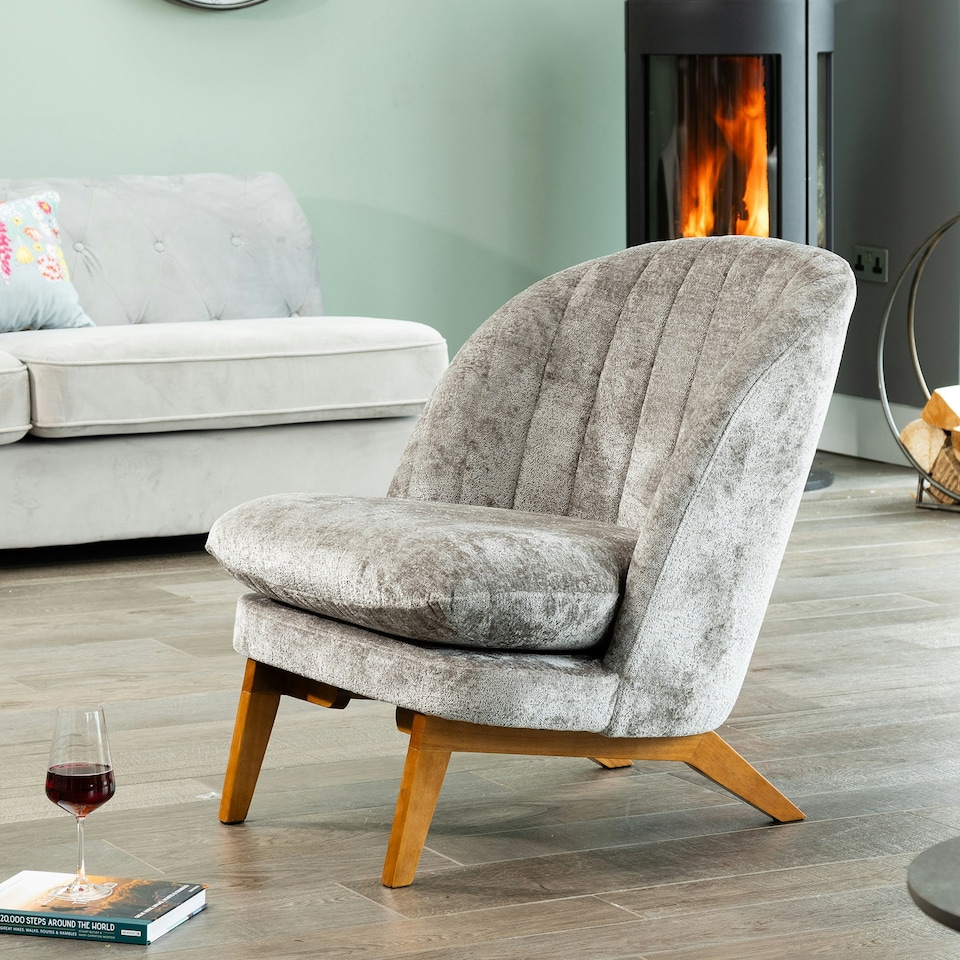 image 1 of Mateo Fabric Accent Chair - Light Grey