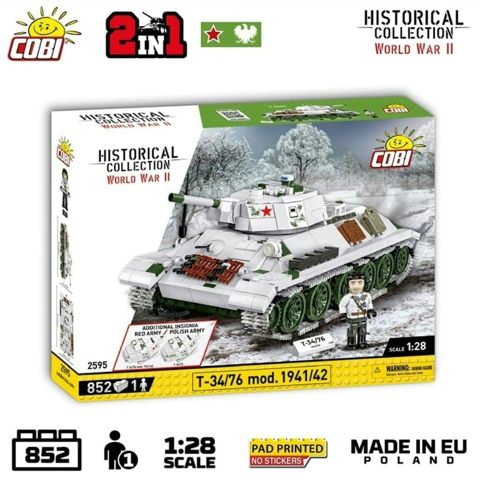 image 1 of T34/76 mod. 1941/1942 brick tank model - COBI 2595 - 852 bricks