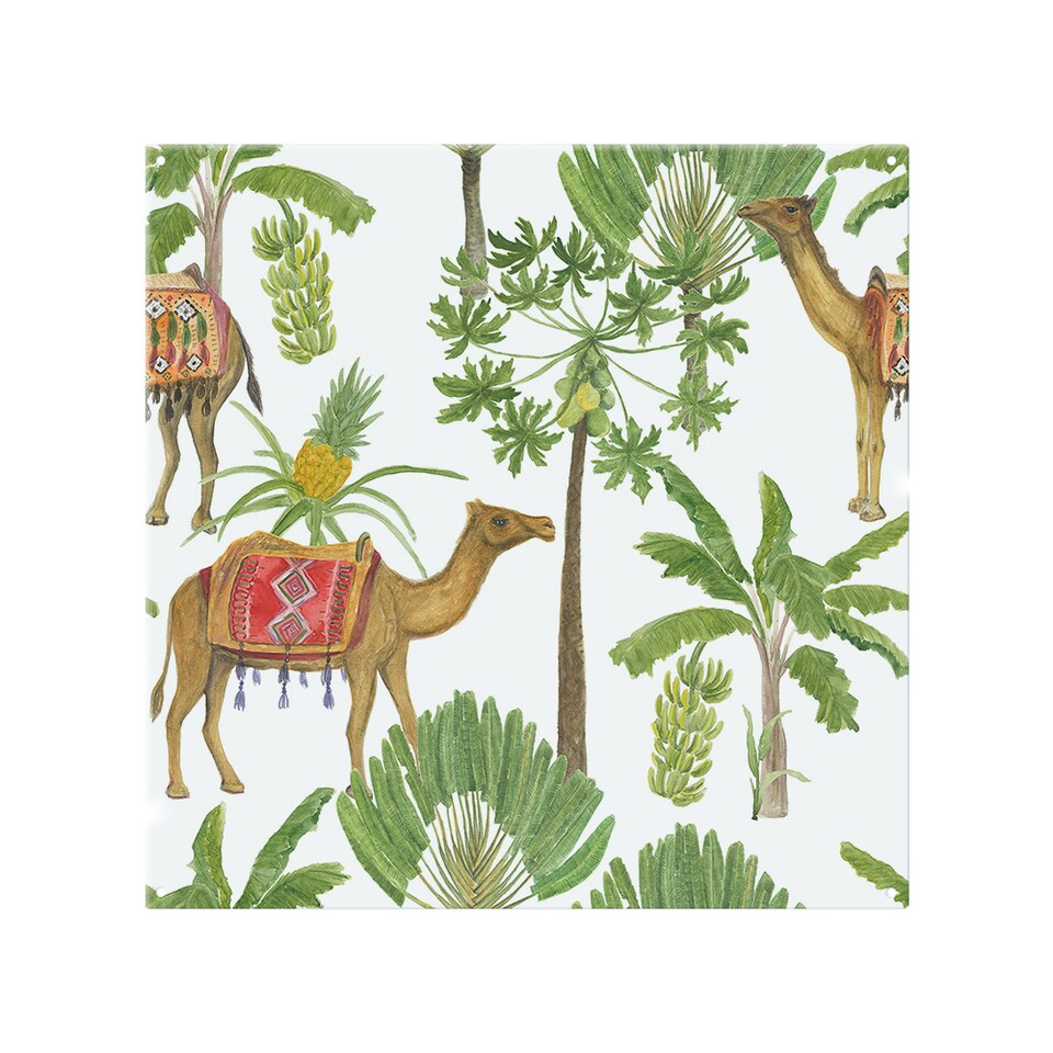 image 1 of Camels & Palm Trees Splash Back | White