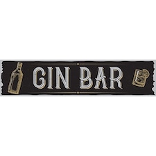 Gin Bar Black PVC Party Sign Decoration 110cm x 26cm