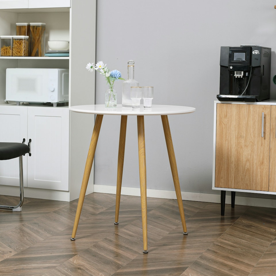 image 1 of HOMCOM Round Dining Table with Matte Top Metal legs, Kitchen Table for 2 People