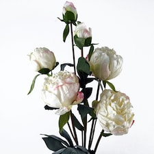 55cm Cream Peony Artificial Flowers Spray - 4 Flowers 3 Buds