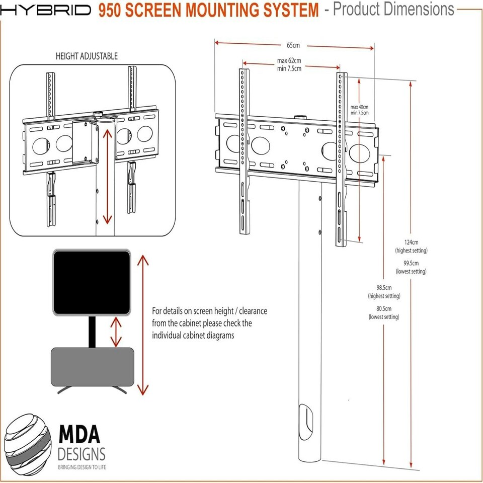 image 1 of MDA Designs TUCANA 1200 HYBRID Black TV Cabinet BeamThru Remote-Friendly Doors up to 60" Flat Screen TVs with Mounting Arm Black