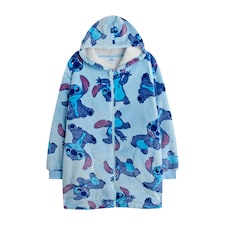 Lilo & Stitch Girls Full Zip Hoodie Blanket - Blue - One Size