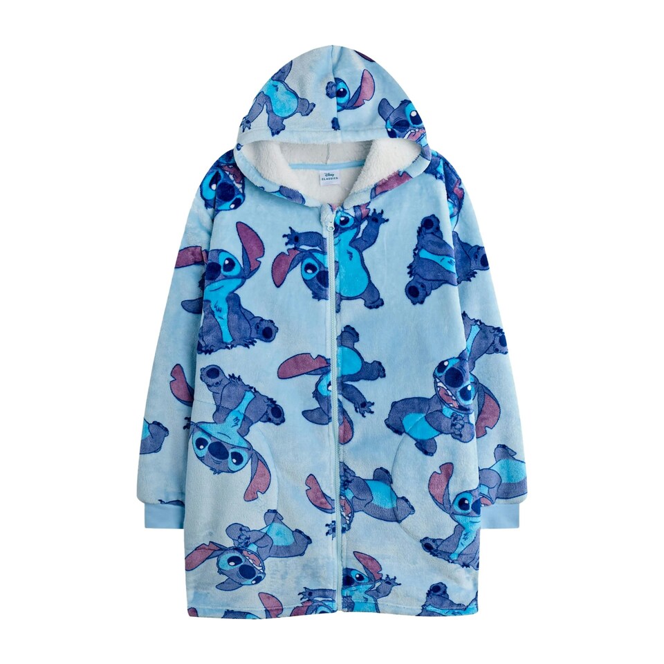 image 1 of Lilo & Stitch Girls Full Zip Hoodie Blanket - Blue - One Size