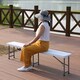 image 9 of 6ft 1.8m Folding Heavy Duty Outdoor 4 Person Trestle Bench Chair | White