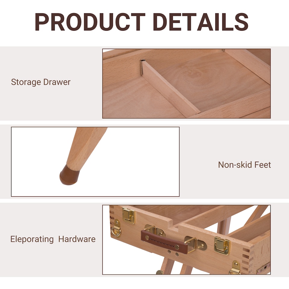 image 1 of HOMCOM Wooden Art Easel Tripod Sketch Artist Painters Craft Portable Folding Drawing Board Lightweight | Brown