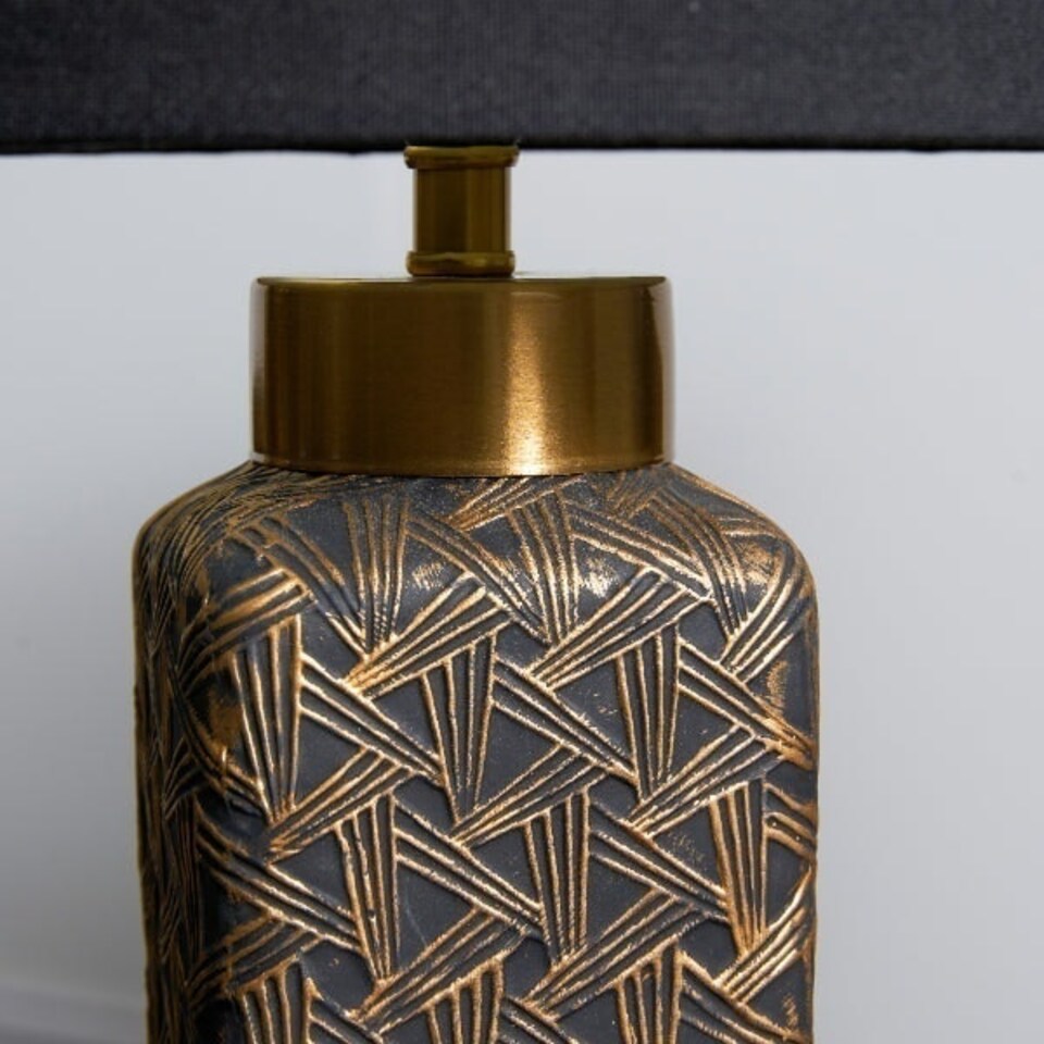 image 1 of Denisa Black & Gold Ceramic Table Lamp Black