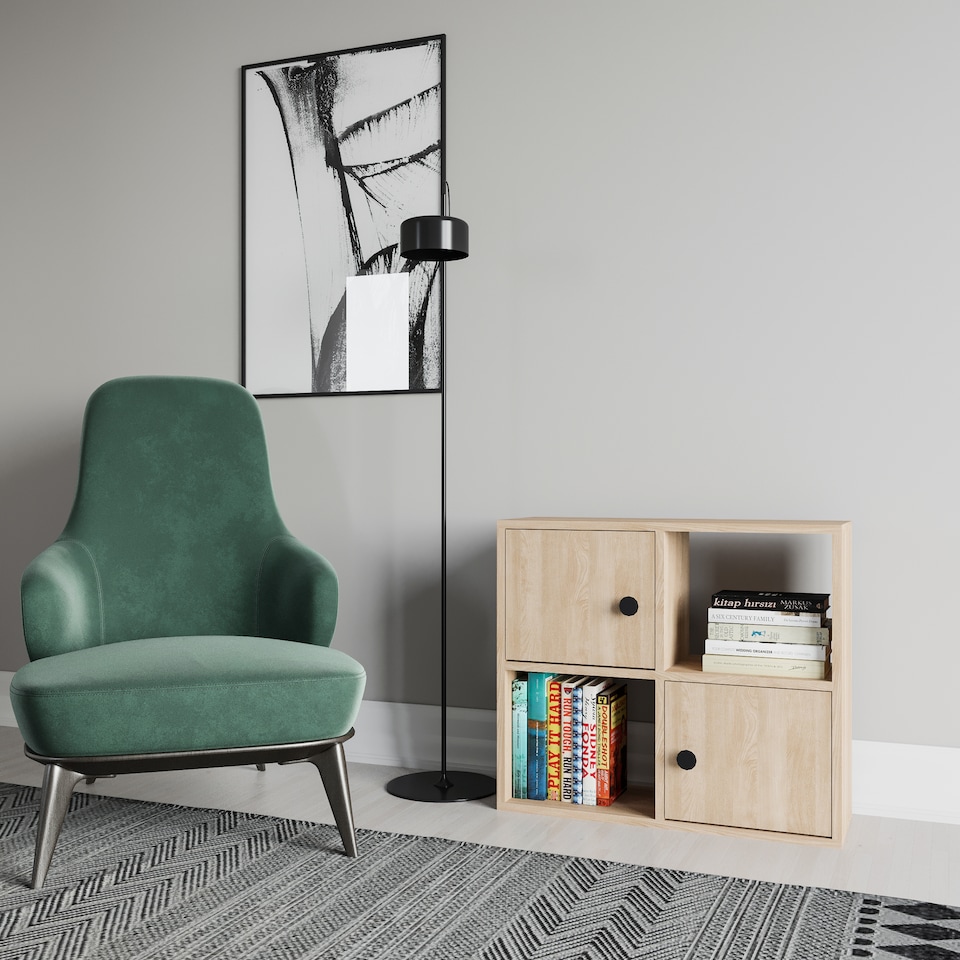image 1 of Decorotika Tuttle 2-tier and 2 Cabinets Bookcase