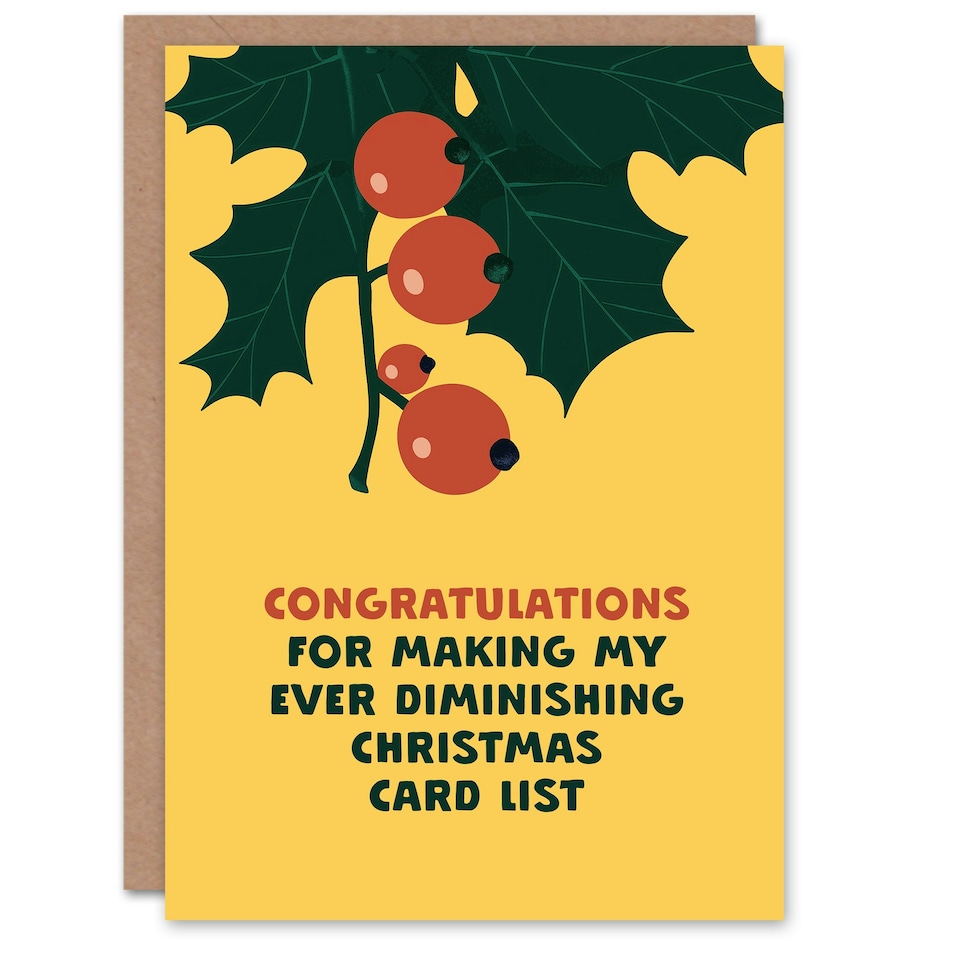 image 1 of Congratulations For Making Diminishing List Funny Blank For Him Or Her Art Christmas Card