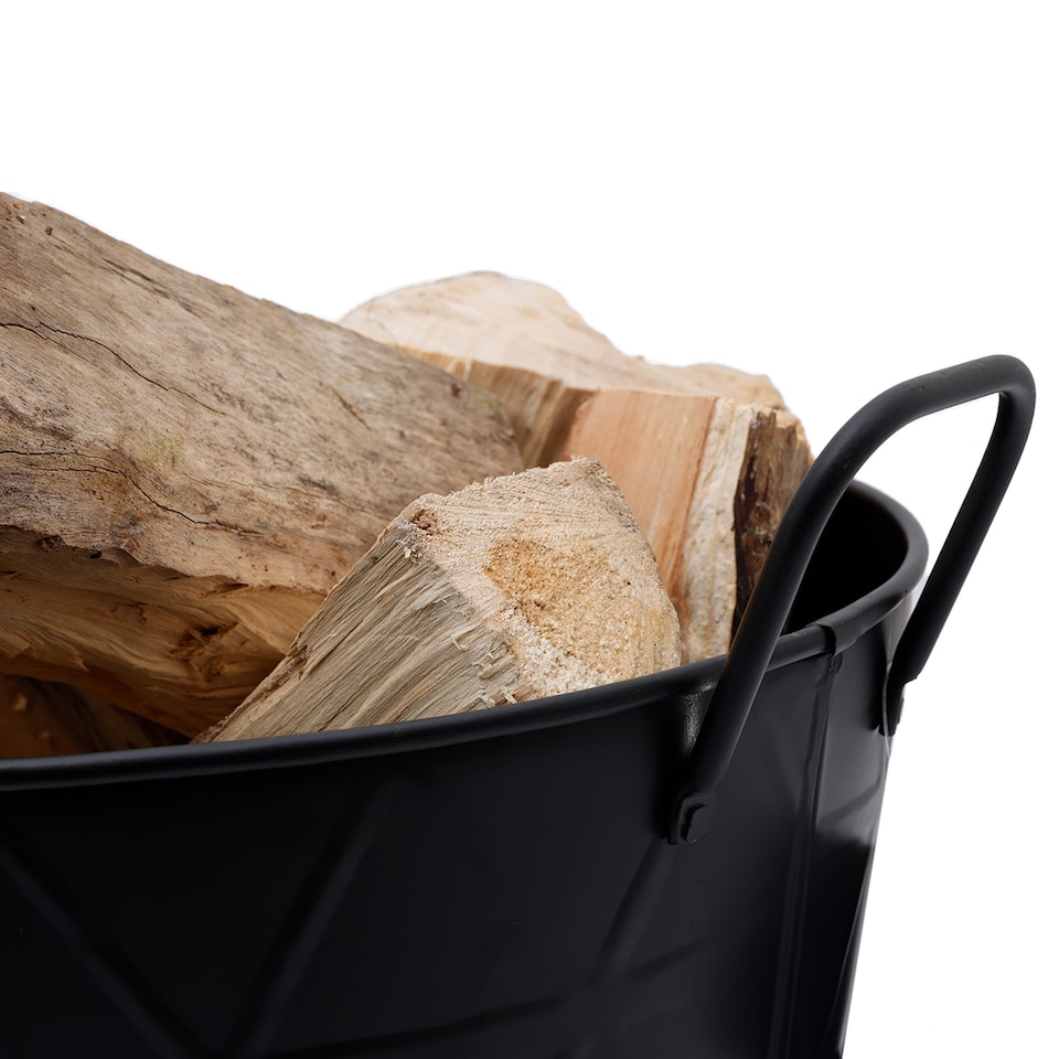 image 1 of Yew Small Fireside Log Bucket Contemporary Design Iron Matte Black