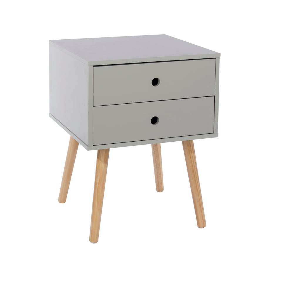 image 1 of Options Scandia 2 Drawer Nightstand - Stylish Two Tone Bedside Table for Small Spaces | Grey | Grey | 1