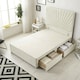 image 2 of Sunburst Divan Bed with 4 Drawers & 54'' Floor Standing Headboard Plush Velvet | Cream | Ivory