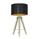 image 3 of ValueLights Clipper Tripod Painted Black Table Lamp with Medium Black Drum Shade and LED Bulb