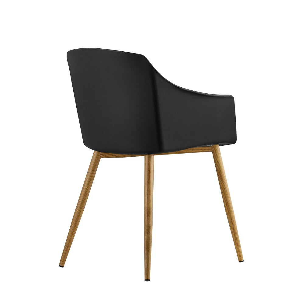 image 1 of Set of 2 Eden Modern Dining Chairs, Faux Leather Padded Cushion & Solid Wooden Legs Black