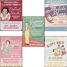 Multi Pack of 5 Funny Vintage 1950's Advertising Art. Birthday Cards Multipack of 5.