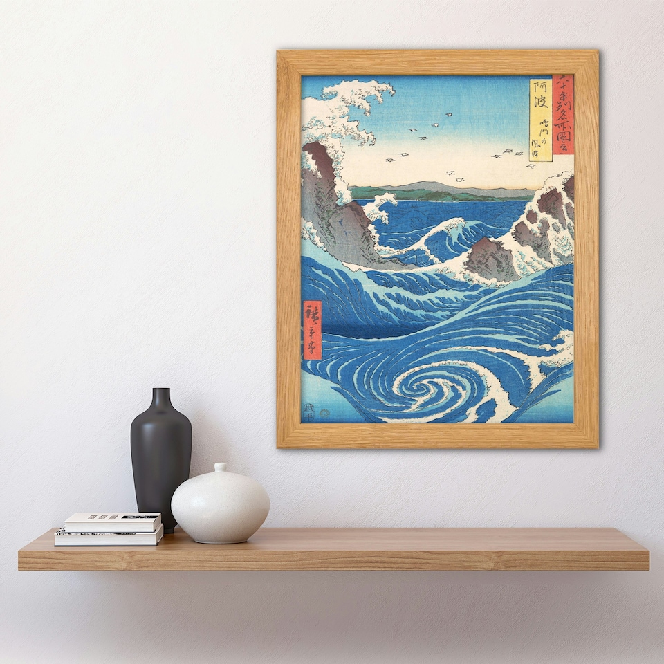 image 1 of Naruto Whirlpool Awa Province Japanese Wood Framed Wall Art Print