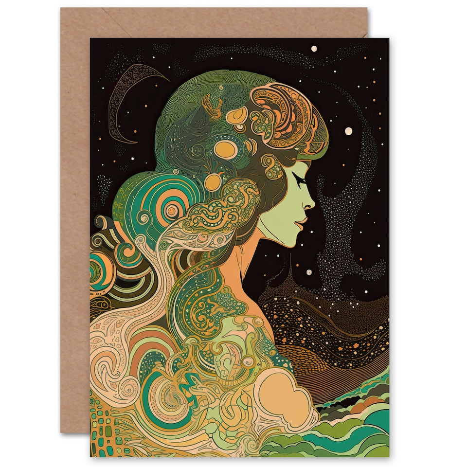 image 1 of Northern Lights Sky Mother Nature Conceptual Art Birthday Card