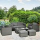 image 2 of Outsunny 6pc Garden Furniture Set Rattan Sofa Outdoor Wicker Table Ottoman Stool