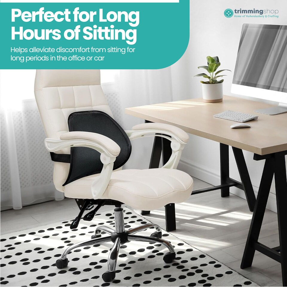 image 1 of Black Mesh Lumber Back Support for Office Chair & Car Seat With Air Flow