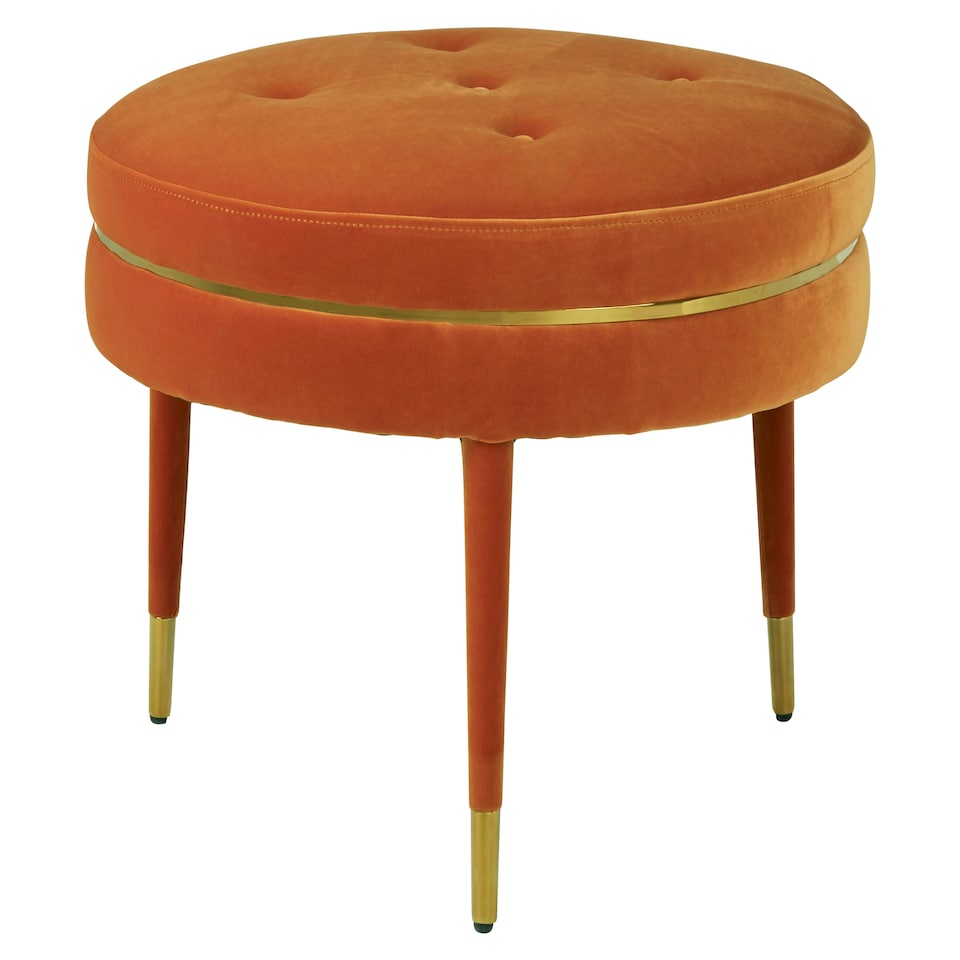 image 1 of Interiors by Premier Orange Velvet Footstool