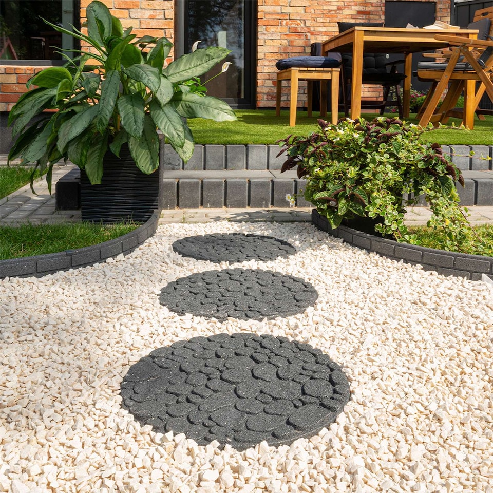 image 1 of Nicoman Round Grey River Rock Stepping Stone - Pack of 2 | Grey | Grey | 2