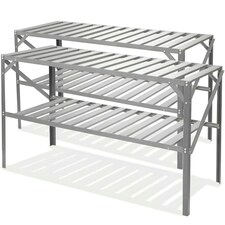 Lacewing Twinpack Traditional 2 Tier Greenhouse Staging Shelving Bench in Silver 126cm