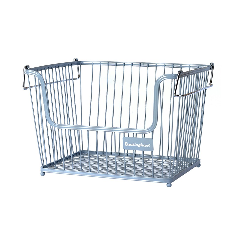 image 1 of Buckingham Multi-Purpose Stackable Storage Organising Basket 30.5 x 26.5 x 22 cm Light Grey