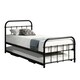 image 4 of Tewin Vintage Hospital Style Single Black Metal Bed Frame w Guest Trundle