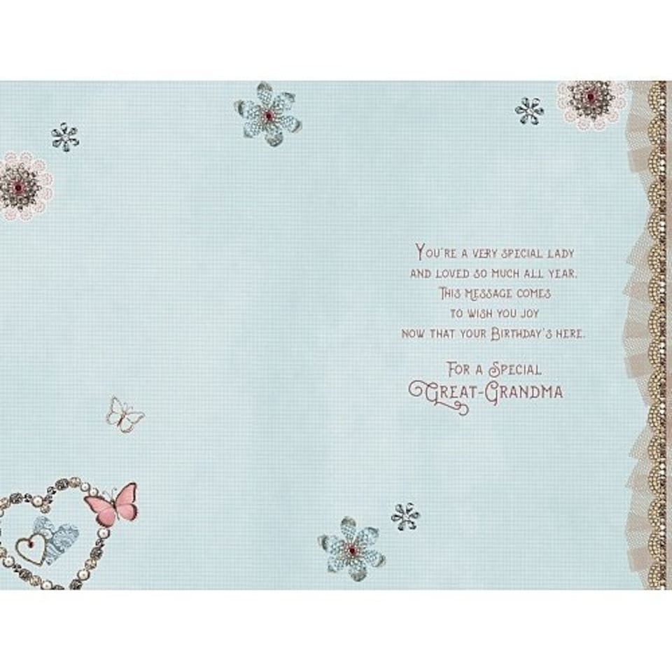 image 1 of Great Grandma Birthday - Beautiful Butterfly Flowers Thank You Card