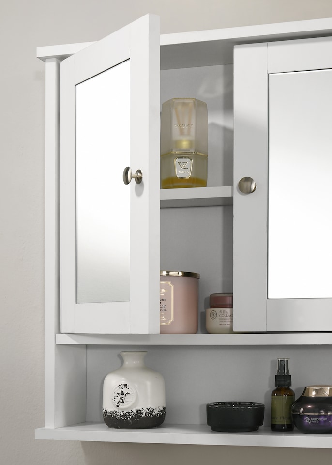 image 1 of Mirrored Bathroom Cabinet White