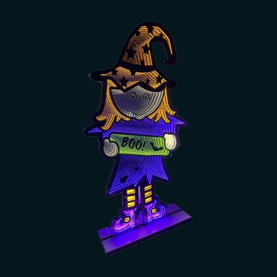 image 1 of 6ft (1.8m) Tall Light up Halloween Witch Infinity Decoration with Multi-Coloured LEDs