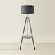 image 3 of ValueLights Morrigan Charcoal Shade Grey Wood Tripod Floor Lamp | Grey