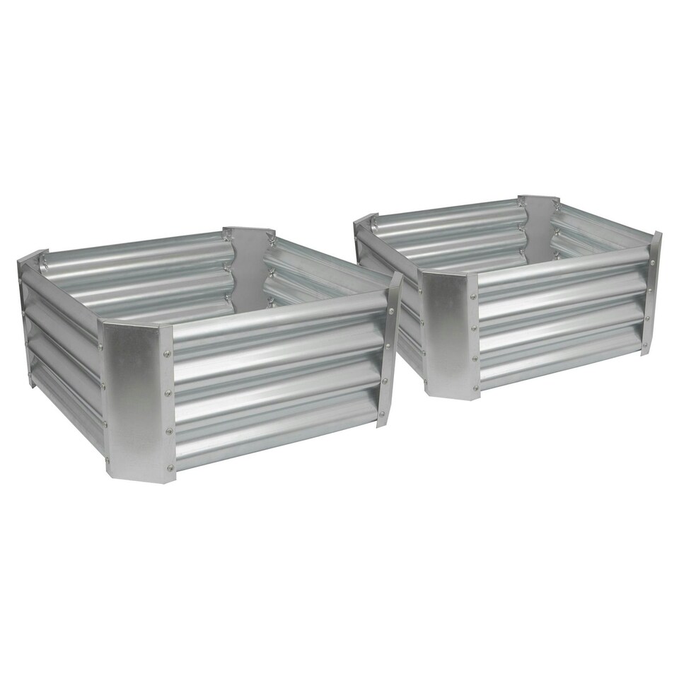 image 1 of Harbour Housewares Square Galvanised Steel Raised Garden Beds - 60cm x 60cm - Silver - Pack of 2