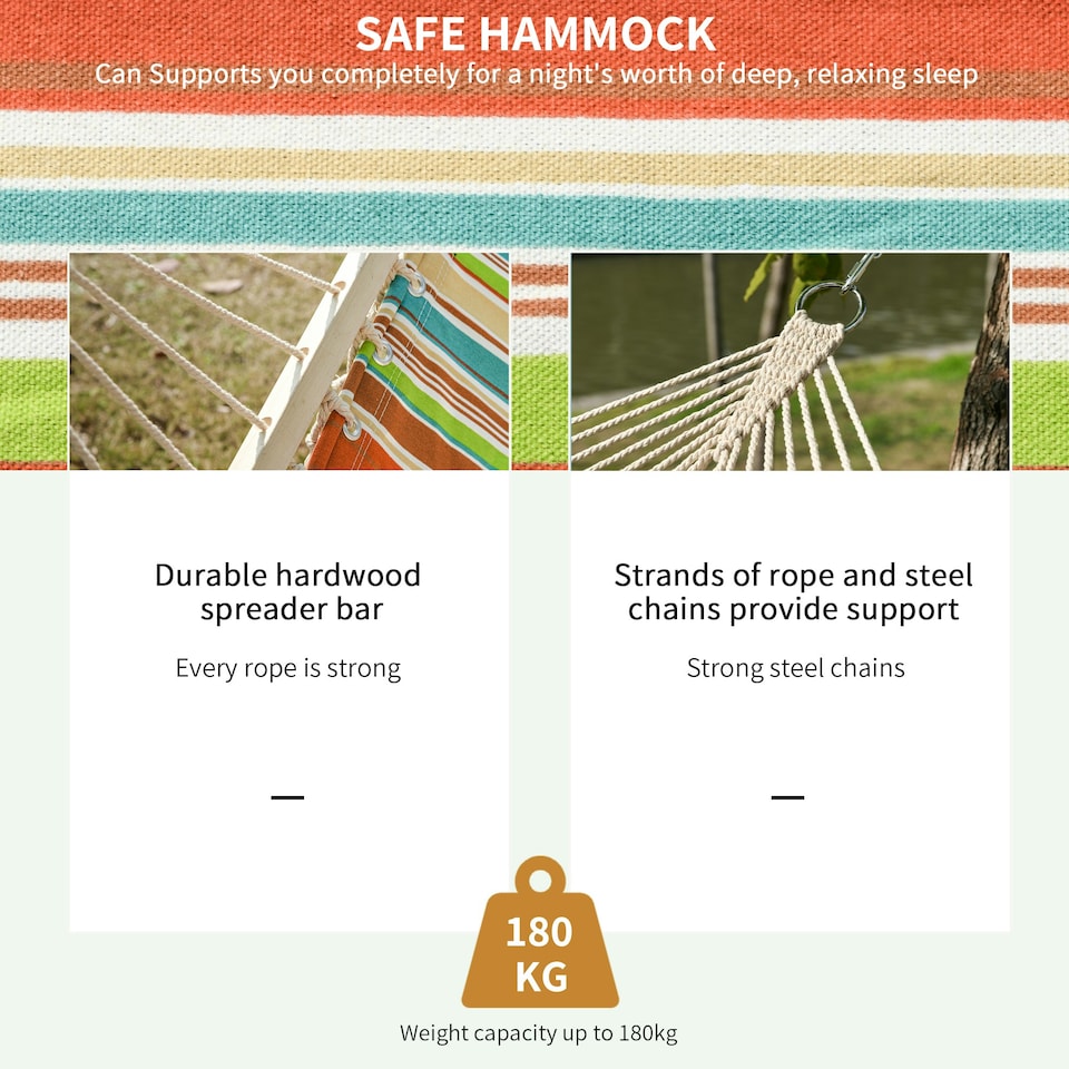 image 1 of Outsunny Hammock Outdoor Garden Camping Hanging Swing Portable Travel Green